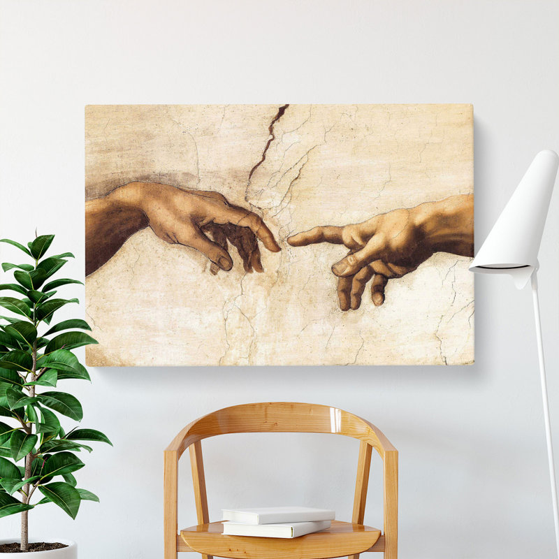 Creation Of Adam Hands by Michelangelo - Wrapped Canvas Painting, 35cm H x 50cm W x 3cm D