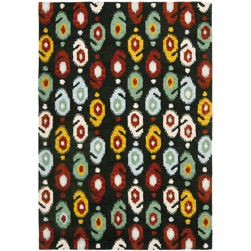 Kline Ikat Hand Tufted Wool Ikat Rug, Rectangle 5' x 8'