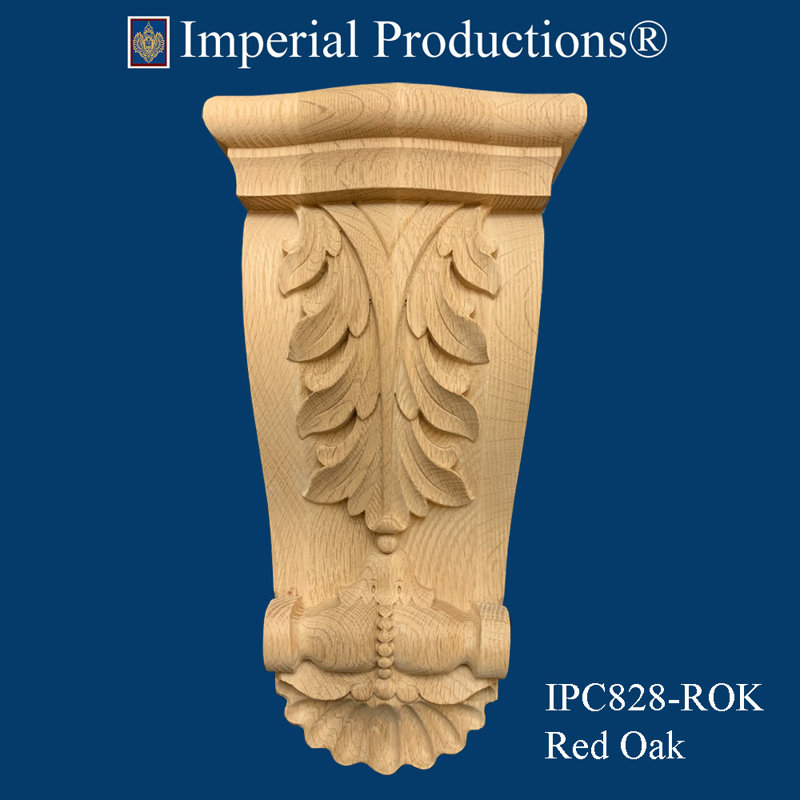 Corbeau Acanthus H 14 po x l 7 1/2 po x P 7 1/2 po, Chêne rouge