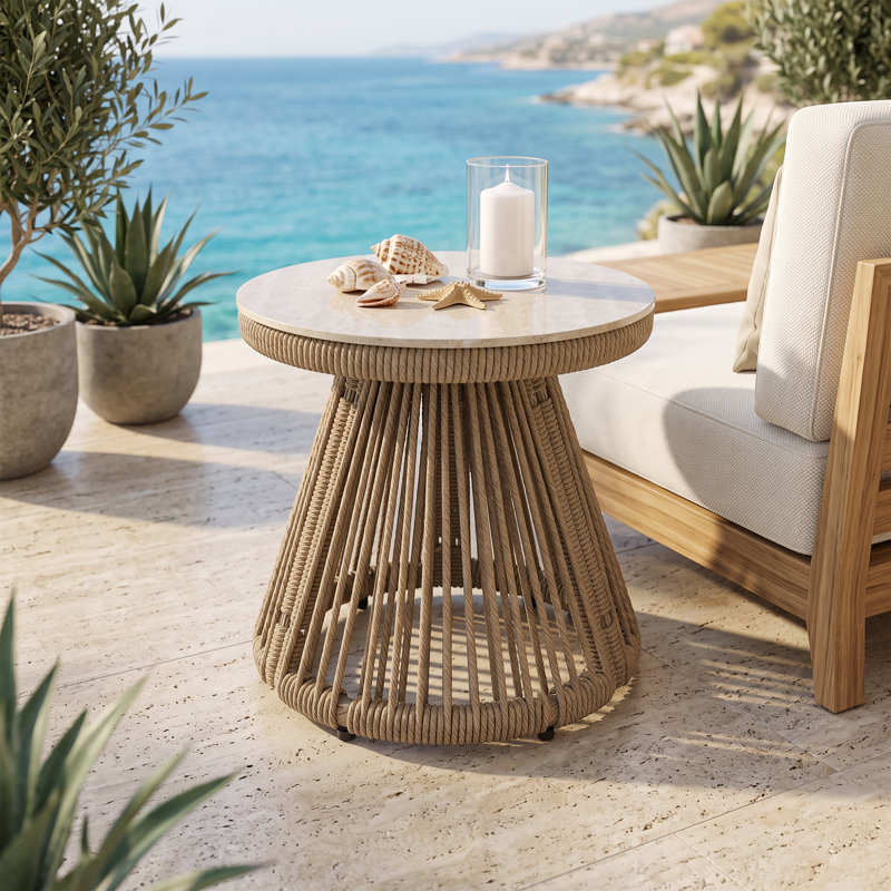 Outdoor Patio  Wicker Side Table