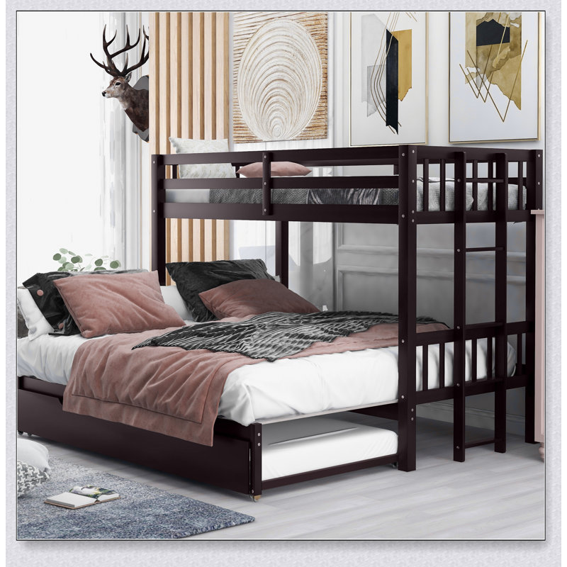 Twin Over Pull-Out Bunk Bed With Trundle, Espresso