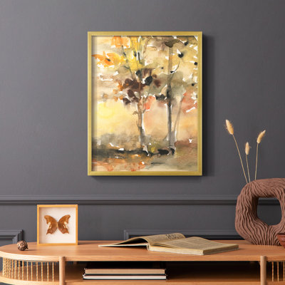 «Fall Foliage Watercolor II», reproduction encadrée - bois massif
