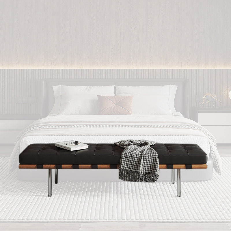 Banc de bout de lit moderne Mid Century 62,99 pouces, H 16,54 po x l 62,99 po x P 17,72 po