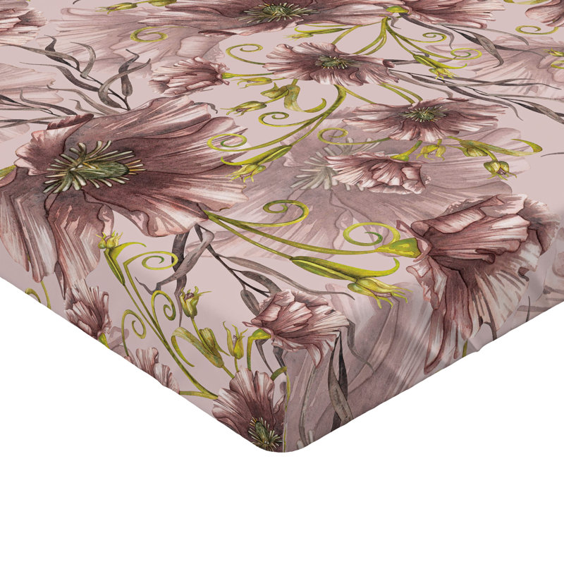 Drap-housse rustique Ambesonne, Rosé, jaune, vert / floral, Drap-housse très grand californien