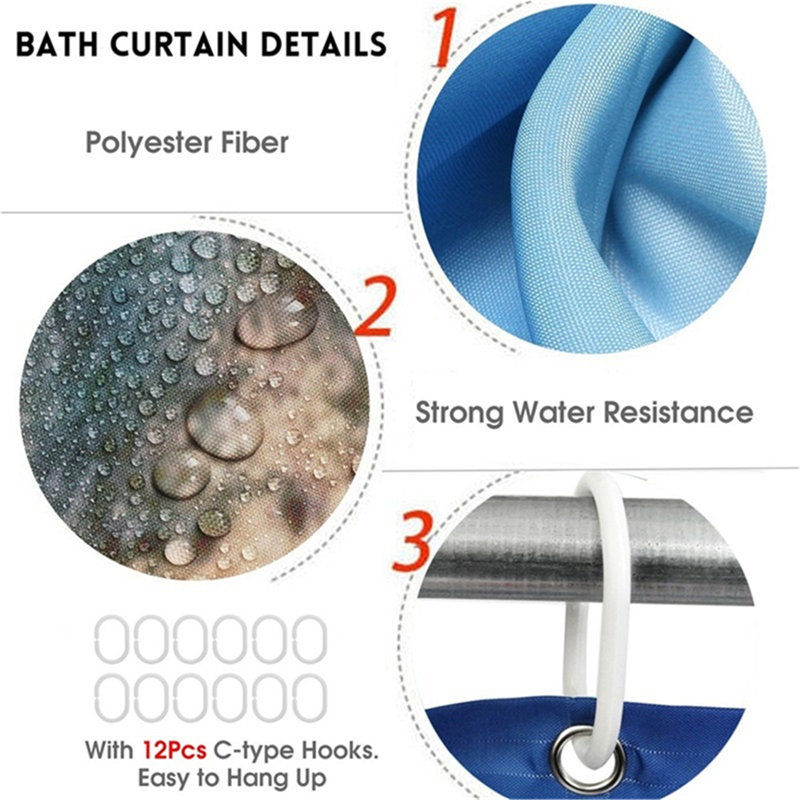 Rideau de douche simple Sebuh + crochets