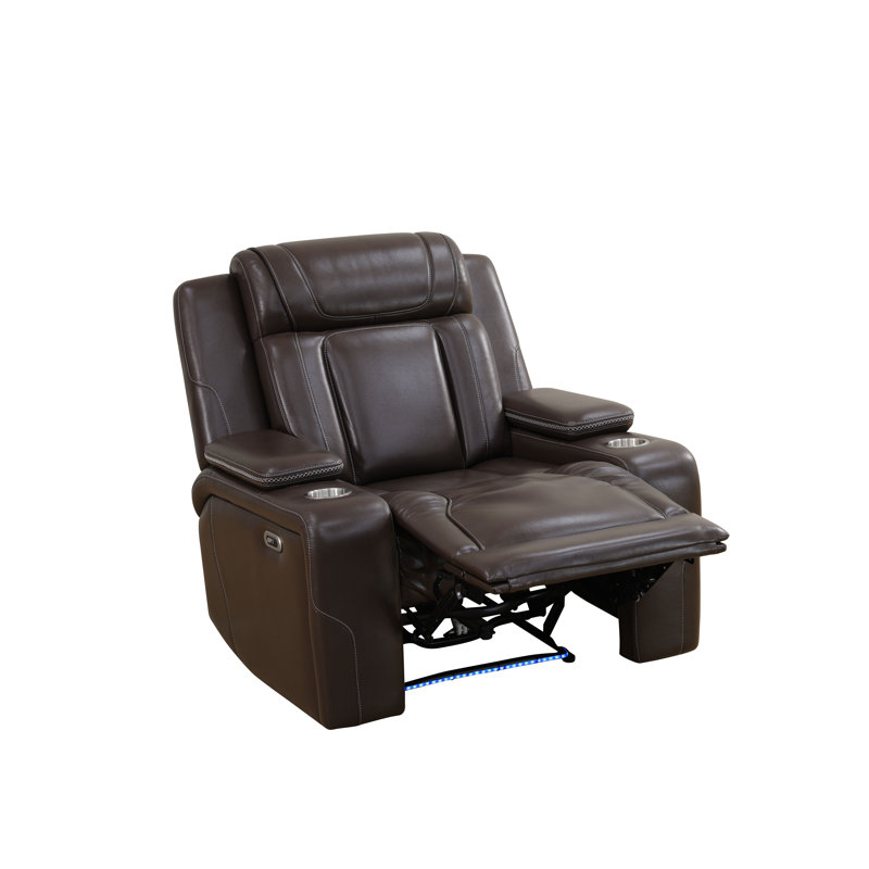 Fauteuil inclinable électrique en similicuir brun foncé