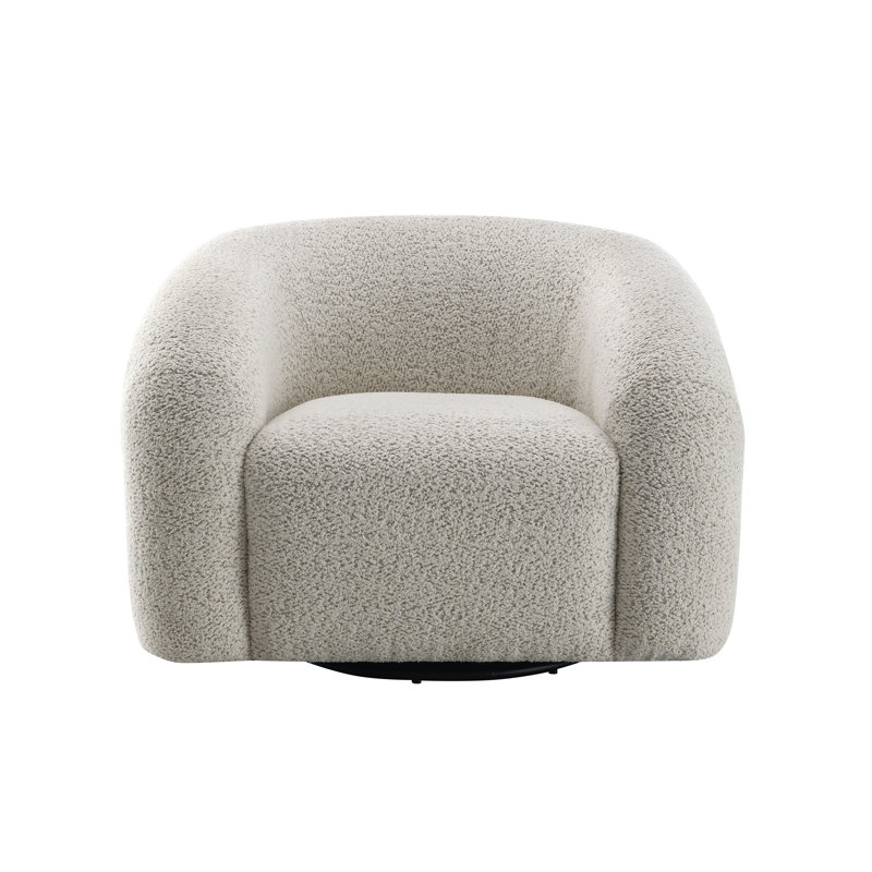 Fauteuil bouclé gris Irma avec pivot
