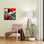Geisha et soleil rouge abstrait paysage contemporain, art mural-129150234