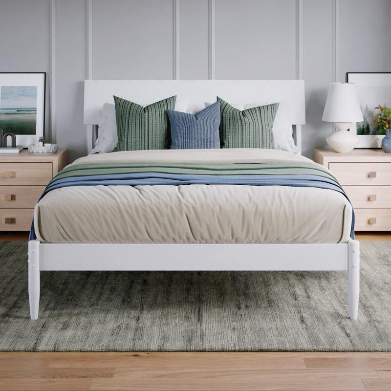 Bradford Platform Bed with Adjustable Headboard, Full, White