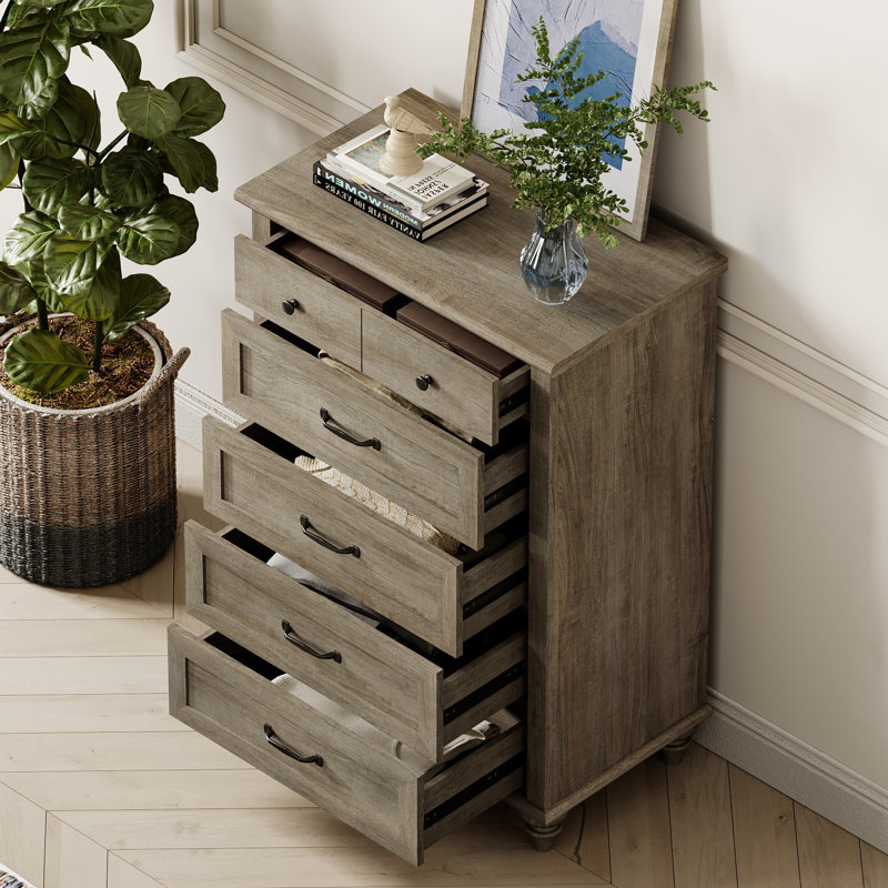 Commode 5 tiroirs Scarlett, Gris