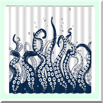 Nautical Kraken Tentacle Shower Curtain - Vintage Marine Life Art for Ocean-Themed Bathrooms