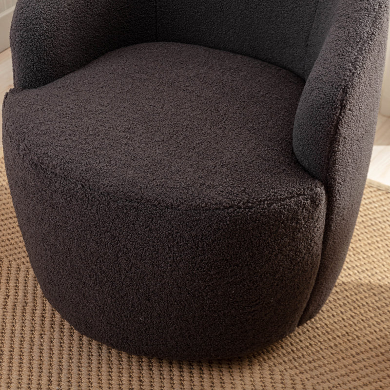 Genece Upholstered Swivel Accent Chair, Dark Gray Wool