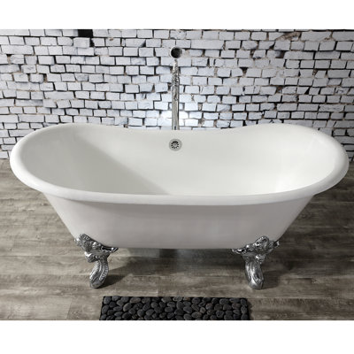 Baignoire sur pattes ovale en fonte à double pattes 67 pouces Kingston Eden Aqua Eden