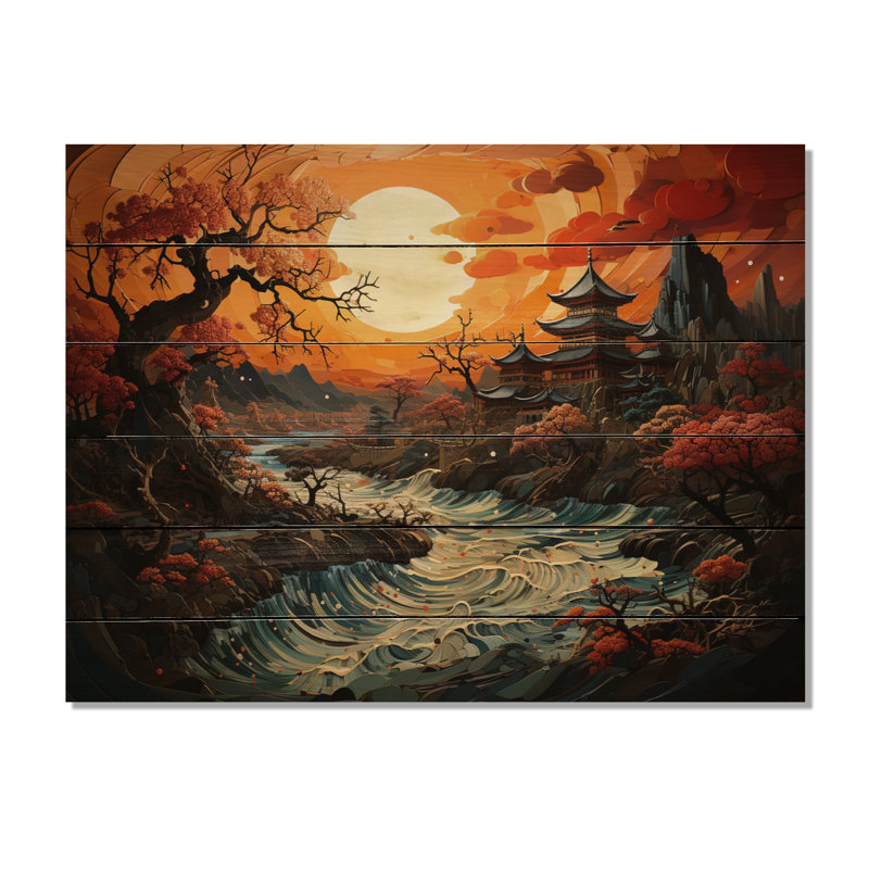 «Izybella China Art Dynastic Echoes IV» sur impression sur bois, H 30 po x l 40 po x P 0,78 po