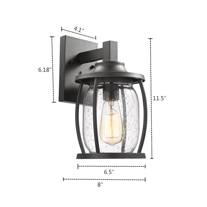 Dunnam Wall Light, 11.5" H x 6.5" W x 8" D, Textured Black