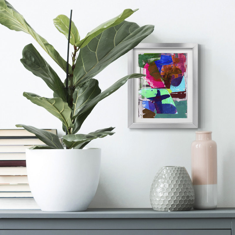 Brights Strokes III - impression encadrée, H 28,5 po x l 20,5 po, Argent argent