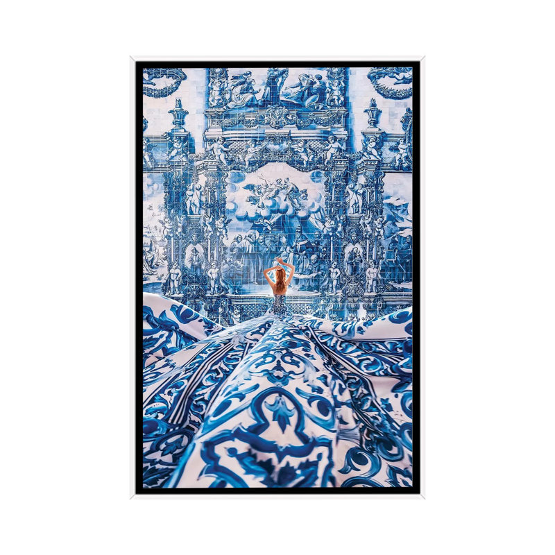 Azulejo Dream par Hobopeeba - reproduction imprimée, H 26 po x l 18 po x 1,5 po, Toile blanche encadrée, Pas de tapis