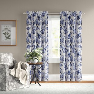 Figaro Floral Room Darkening Thermal Rod Pocket Curtain Panels (Set of 2)