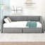 Lit de jour simple tapissier très grand avec deux tiroirs, gris