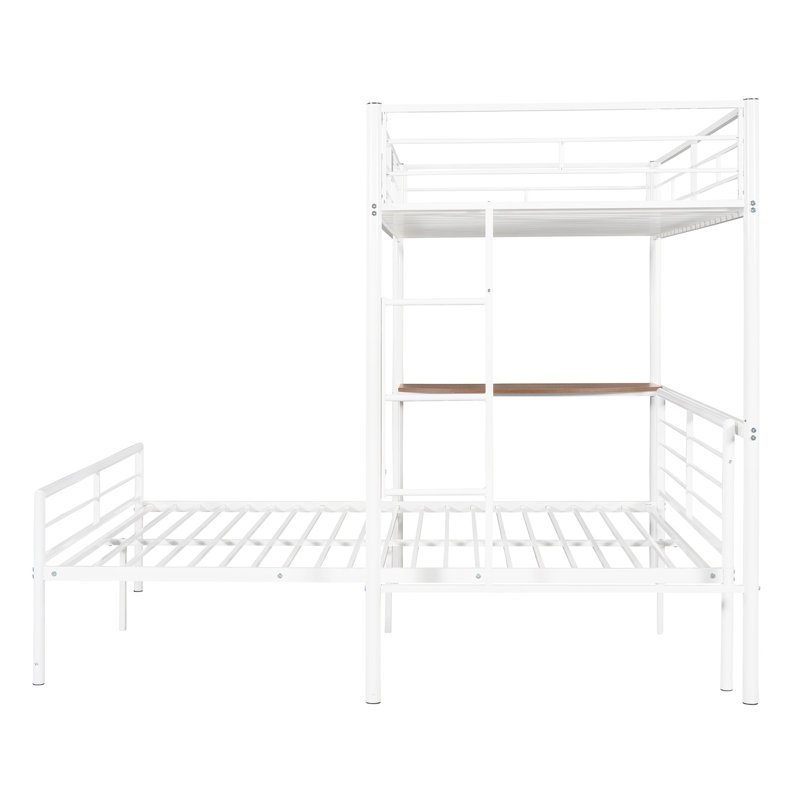 Lit superposé blanc métallique avec bureau et chambre polyvalente indispensable pour une vie confortable, Blanc
