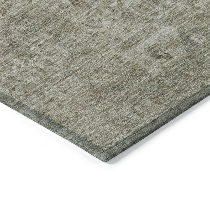 Machine Washable Indoor/Outdoor Xhevrie Gray Rug, Rectangle 3' x 5'
