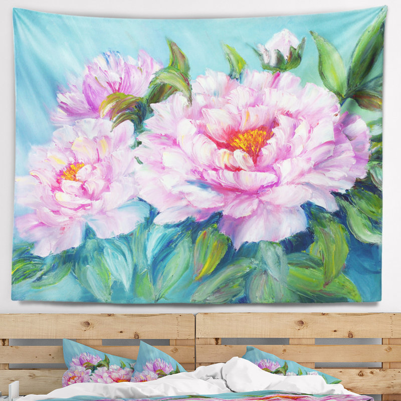 Tapisserie rose des pivoines Floral, H 32 po x l 39 po