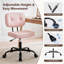 Chaise de bureau sans accoudoirs, petite chaise de bureau réglable en cuir de polyuréthane, chaise de travail ergonomique avec roulettes pivotantes à 360 °-2025993976