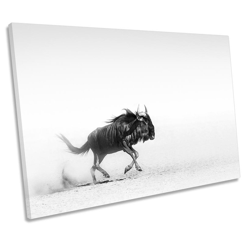 Wildebeest Minimalistic - Wrapped Canvas Print, 24cm H x 36cm W x 4cm D