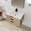 Armoire de salle de bain 30 pouces avec lavabo et tablette latérale. Mécanisme de fermeture en douceur. Meuble-lavabo mural imitation contreplaqué à finition chêne 30 po - tiroir et boîte