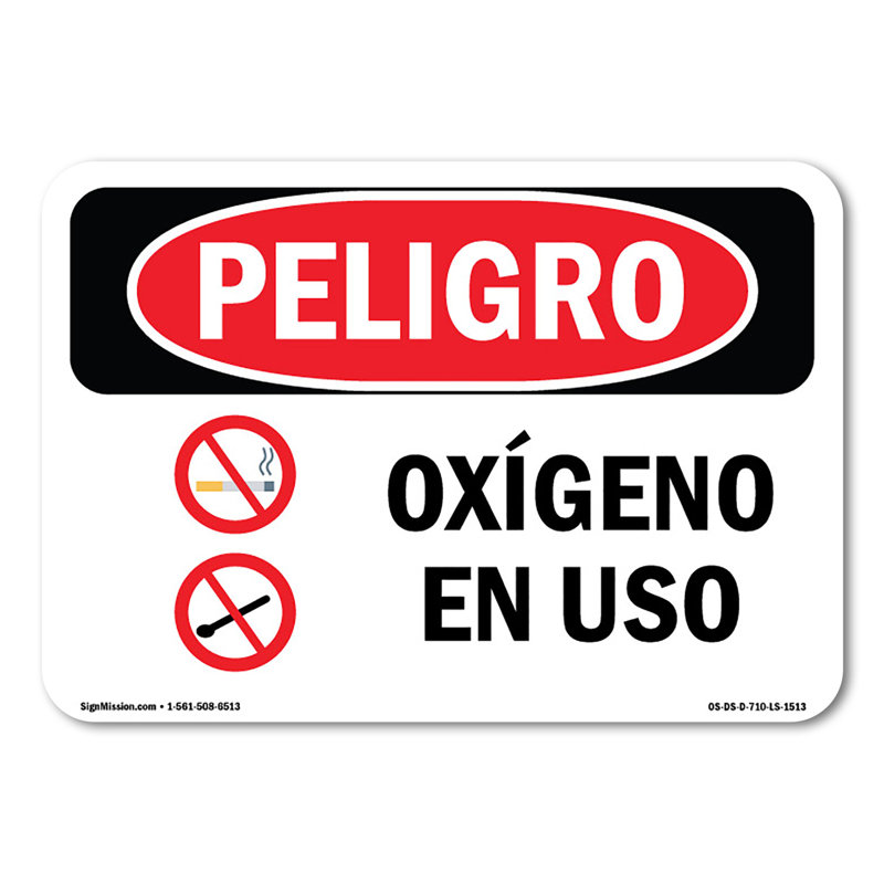 Enseigne en plastique Oxygen In Usage 14 po x 10 po, H 10 po x l 14 po x P 0,1 po