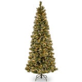 Glittery Bristle 7.5' H Green Fir Christmas Tree with 600 LED Lights