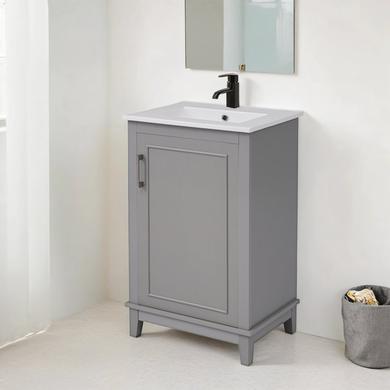 Meuble-lavabo simple avec plateau 20,01 po Rieks, Gris