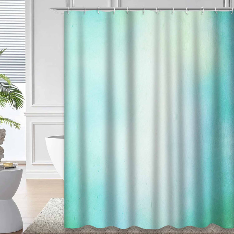 Rideau de douche à motif abstrait turquoise et bleu clair avec 12 crochets, L 72 po x l 84 po