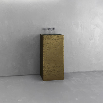 Lavabo sur pied en laiton vieilli/vert, 40 cm (15,7 po) de largeur x 85 cm (33,5 po) de hauteur