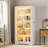 65"H Home Office Storage Cabinet with Glass Door, 5-Tier Display Cabinet With 3-Color Sensor Lights-269917143