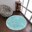 TAPIS DE SALLE DE BAIN EN POLYESTER ÉCOLOGIQUE ET ACCOUDÉ À LA MAIN Accomac - Rond | Turquoise / blanc | Conception solide | Tapis de salon, chambre à coucher