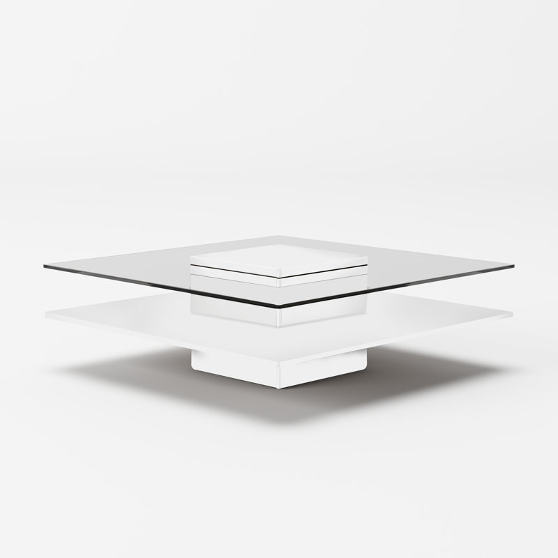 Artavis Glass Top Coffee Table, White