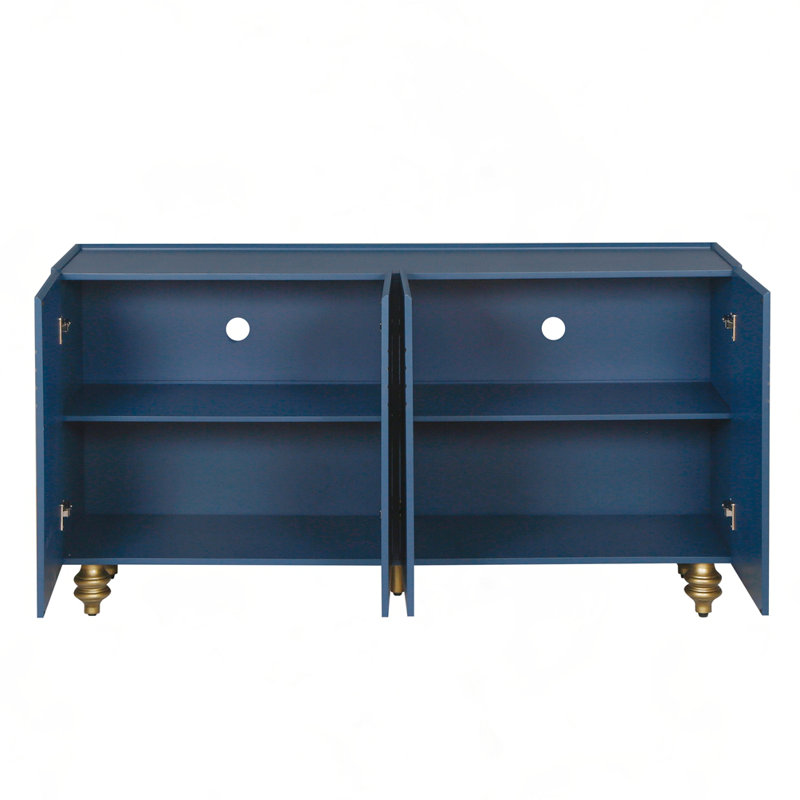 Grande armoire de rangement 59,8 po, Bleu marine / doré