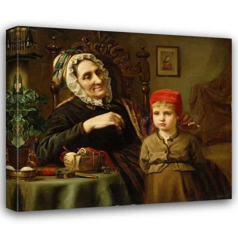 "Petit chaperon rouge" par Harriet Backer - Art mural sur toile tendue avec châssis, H 18 po x l 14 po