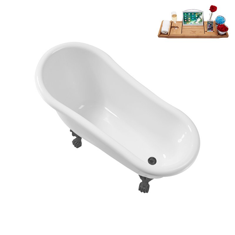 53.1'' x 25.6'' Freestanding Soaking Acrylic Bathtub, Brushed Gun Metal, Brushed Gun Metal