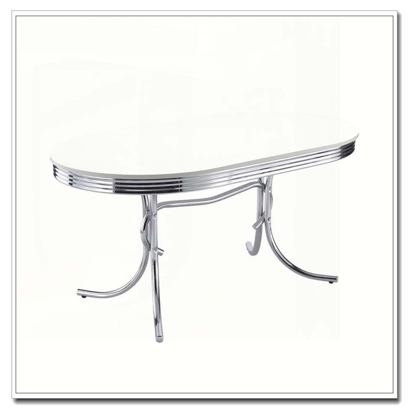 White and Chrome Oval Dining Table