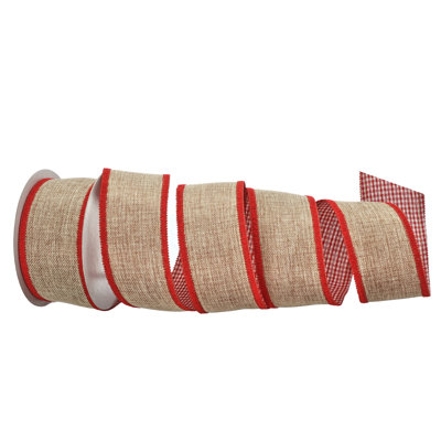 2.5"X10Y Burlap and Gingham Ribbon