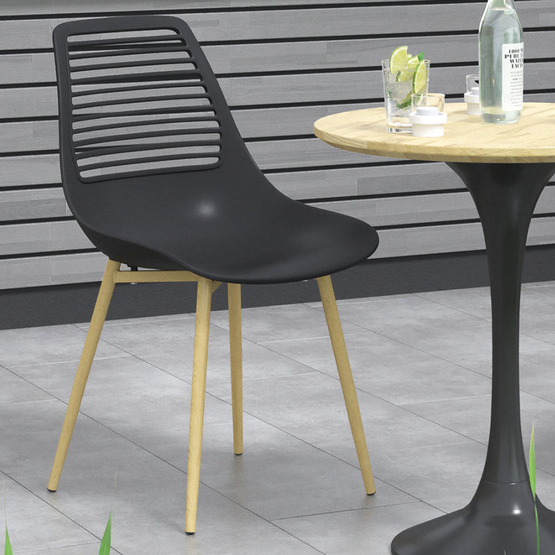 Gallaway Outdoor Patio Dining Side Chair, Black