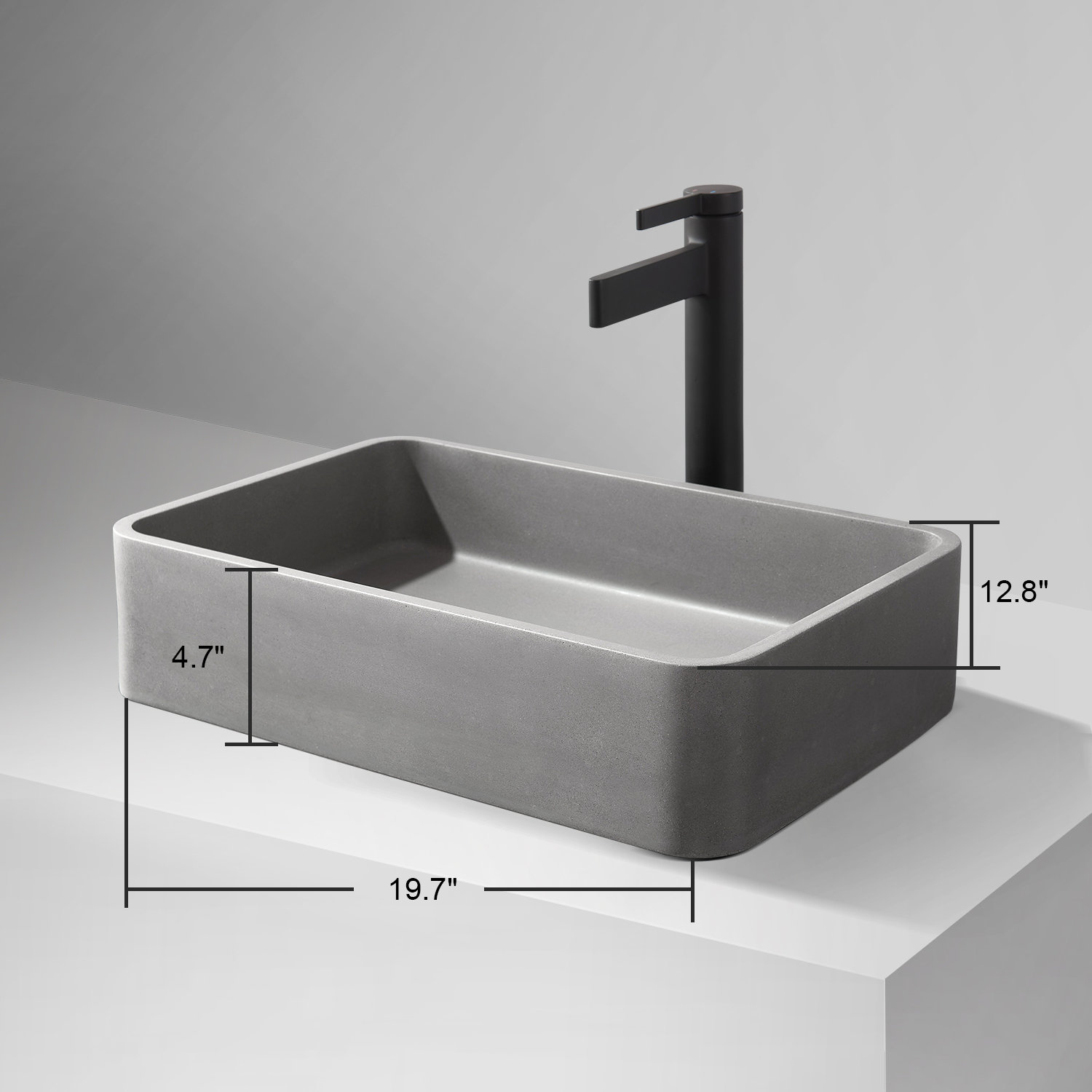 Rectangular Concrete Vessel Bathroom Sink