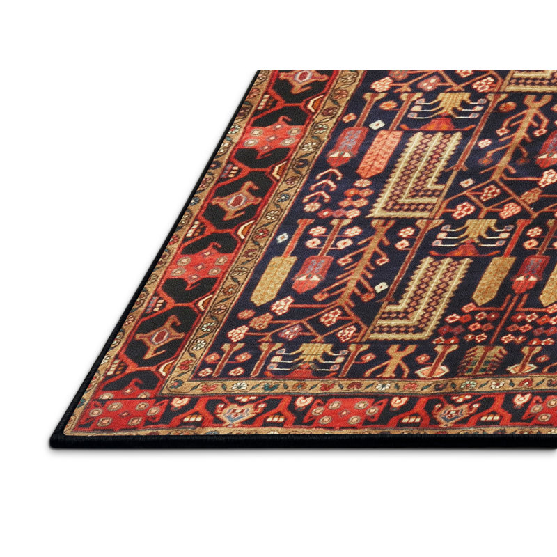 Tapis rouge/vert traditionnel Maquoit, Rectangle 3 pi x 5 pi