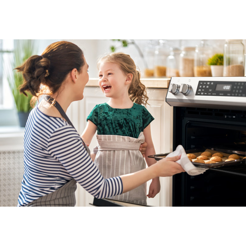 Cuisinière électrique 30 pouces autonettoyante avec AirFry et commandes tactiles en verre en acier inoxydable