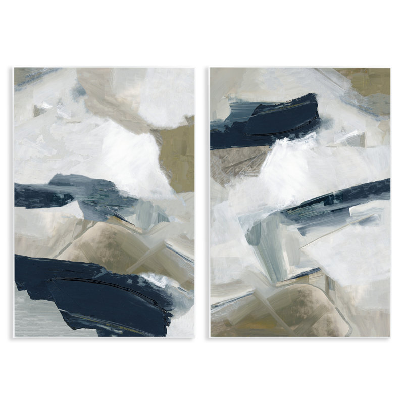 Ensemble de 2 plaques murales Neutral Strokes Abstraction, design par Hannah Dawson, H 19 po x l 26 po