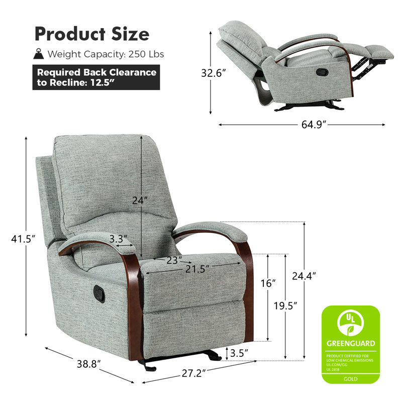 Avina 27.2" W Rocker Recliner, Sage