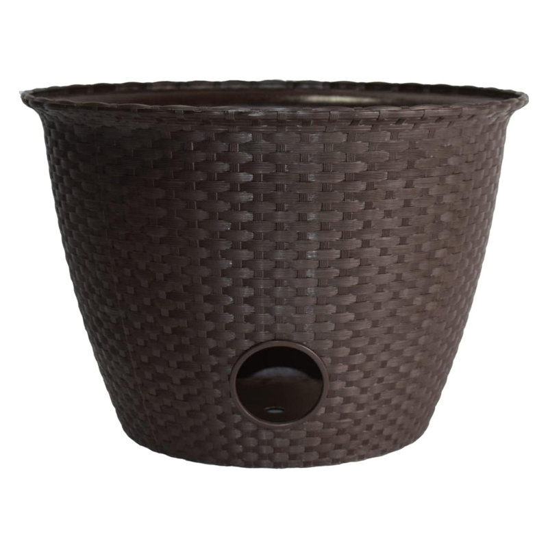 The  18" Woven Garden Hose Holder, Up to 100 Ft Capacity, Chocolate, Brown, 16.6" H x 18" W x 12" D