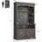 72" Tall Farmhouse Coffee Bar Cabinet with LED Lights, Kitchen Pantry Storage Sideboard with Microwave Stand, Adjustable Shelves and Glass Doors-1247473644